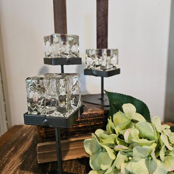 'Ice Cubes in Glass' Candlestick Holders - MCM Vintage Peill & Putzler Style (3) - Picture 9 of 9